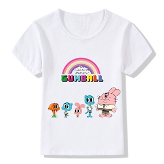 Children The Amazing World of Gumball Gumball T-Shirts Kids Tops Girls Boys Short Sleeve Baby casual Clothes