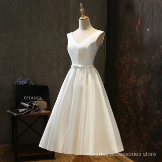 {Spot}Women White Party Dresses Wedding Gown Formal Attire Dress BmFE