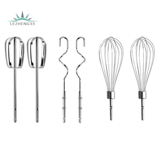 Stainless Steel Hand Mixer Accessories Set of 6 for Kitchen Baking (2 Wired Beaters,2 Whisks and 2 Dough Hooks)