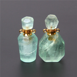 1pc Natural green Fluorite Charm quartz crystal healing stone necklace pendants reiki Essential Oil Diffuser bottle pendant gift (1)