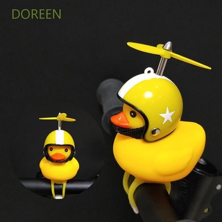 DOREEN Cycling Decoration Helmet Yellow Duck Scooter Duck With Helmet Breaking Duck Cycling Decor Car Ornaments Children Toy Bicycle Accessories Mountain Bike Broken Wind Duck Bicycle Horn