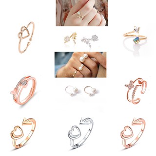 women fashion Diamonds Adjustable Rings Flower Leaves Finger Rings