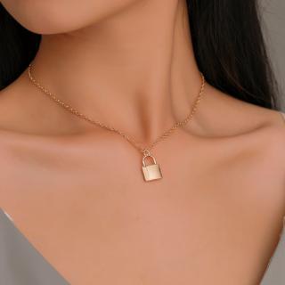 Simple and Fashionable Metal Lock Necklace Personality Women Clavicle Chain Wholesale (1)