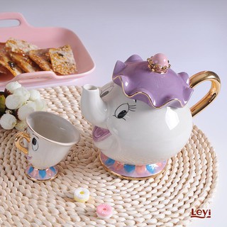 New Cartoon Beauty And The Beast Teapot Mug Mrs Potts Chip Tea Pot Cup One Set Lovely Christmas Gift