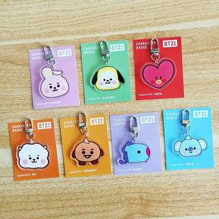 KPOP BT21 BTS Members Souvenir Key Chain Cute Baby Face Keyring Acrylic Bag Pendant Keychain