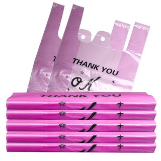 100PCS Thank you printed Lovely Shopping Bags Supermarket Plastic Bags With Handle (7)