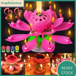 【IN STOCK】Magic amazing romantic music lotus birthday candle Party Cake Candle Musical Lotus Flower Rotating Happy Birthday Candle Light Party Gift DIY Cake Decoration Musical Lotus Birthday Candle