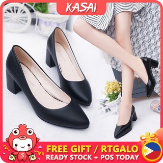 KASAI Korean Pointed Toe Office Work Black Heels Shoes Womens Gift COD ks617