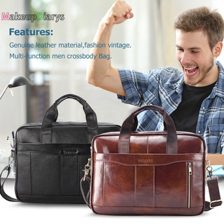 【New Arrival】Genuine Leather Men Briefcase Laptop Shoulder Crossbody Bag Office Handbag