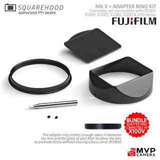 SQUAREHOOD BLACK for X100 X100S X100T X100F X100V X70 Square Hood Mk II + Adapter Ring Kit Fuji Hood