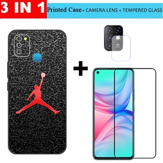 (3 IN 1) Infinix Smart 5 Jelly Case Matte Black Cover + Infinix Smart 5 9D Full Cover Tempered Glass + 2.5D Back Camera Tempered Glass