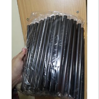 Extra Long Boba Black Plastic Straws, Individually Plastic Wrapped 23cm