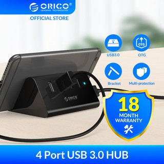 Orico ABS 4 Port USB Hub High Speed 3.0 USB Hub OTG Splitter Multi Hub with Stand Holder for Phone Tablet Laptop PC (SHC-U3)