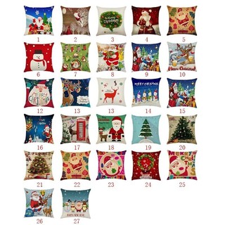 Christmas Comfortable Throw Cushion Cotton Linen Printed Pil (3)