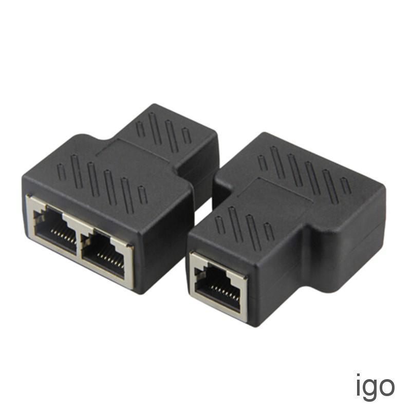 IGO 1 to 2 LAN ethernet Network Cable RJ45 Splitter Plug Adapter Connector