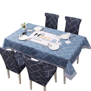 Grey geometric table cloth cover waterproof fabric elastic chair cover printed table cover (9)