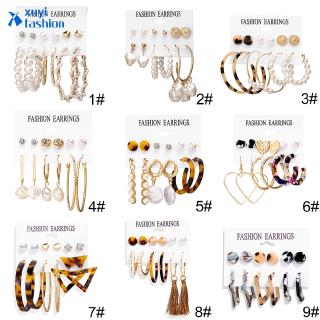 6 Pair/set Fashion Pearl Earrings Set Bohemian Tassel Long Earrings Jewelry Accessories Gift