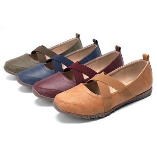 Lostisy Pure Color Cross Elastic Band Casual Flats Loafers (6)