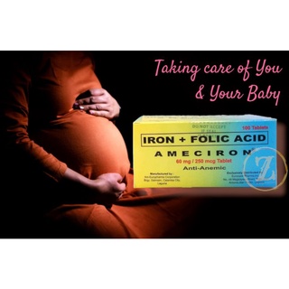 Ferrous Sulfate + Folic Acid (FEROLITAB) 300mg/250mcg Tablet 100's good for pregnant women