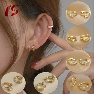 LS jewelry 14K Gold Plated Mini Zircon Hoop Earrings Cubic Zirconia Small Piercing Earings 5474e
