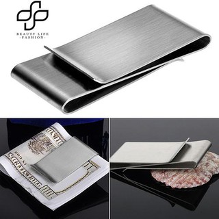 Beauty Stainless Steel Silver Slim Clip Purse Wallet ID Holder