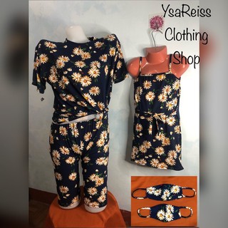 Mother and Daughter Sunflower Cycling Terno/Dress with Mask
