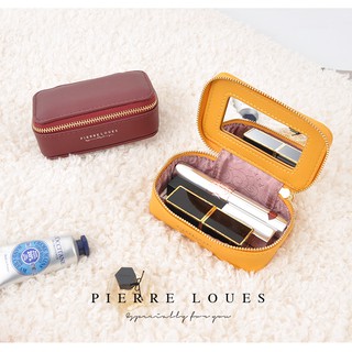 Lipstick Cosmetic Bag With Mirror Makeup Bag Leather Portable Beauty Case Toolbox Small Storage Case (1)