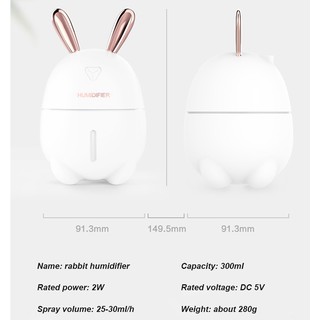 300ML Cute Rabbit Humidifier USB Air Purifier Room Aromatherapy Diffuser For Car Home Office (9)