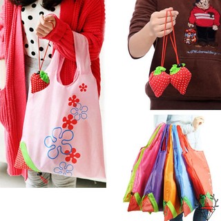 VOO-Large Nylon Reusable Folding Strawberry Eco Grocery Bag