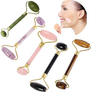 【Jade Roller】Skincare Portable Double Headed Stone Facial Roller Massager Face Slimming Lift Massage (1)