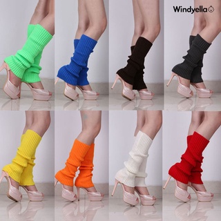 windyella Women Solid Color Knitted Leg Warmers Winter Warm Boot Cover Crochet Long Socks