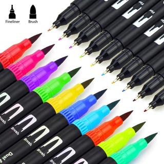 waterﺴ48/60/100/120 Colors Watercolor Pen Brush Markers Dual Tip Fineliner Drawing Coloring Art Mark