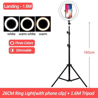 LED Dimmable 10inch/26cm Camera Video Ring Light USB 3-Modes Light Vlogging Phone Selfie Light Stand