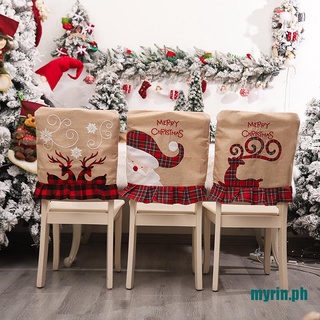 (new^_^Christmas Dining Chair Covers Santa Hat Party Xmas Chair Back Table Decoration A