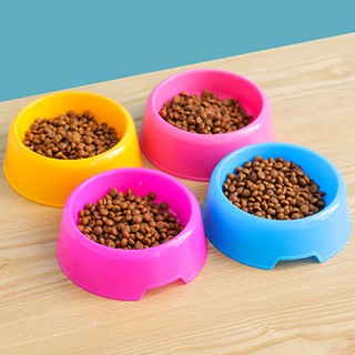 Cat and Dog Bowl Pet Round Non-slip Plastic Bowl Single Bowl Four Colors