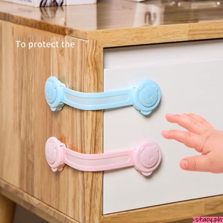 COD Double lock children's drawer safety lock baby anti-pinch hand protection strip child door lock buckle hook lock