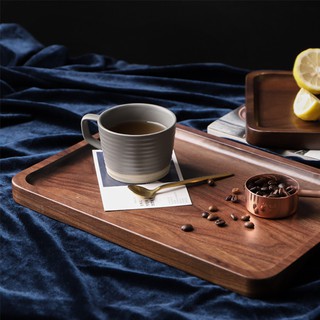 Tea Set Cup Snake Dessert Wooden Plate Black Walnut Cherry Wood Rectangle Tea Tray Snack Tray Home Decoration Office Hotel