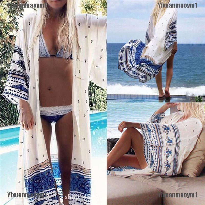(｡◕‿◕｡)Sexy Women Summer Chiffon Bikini Cover Up Swimwear Bathing Suit Beach Dress Long Maxi (1)