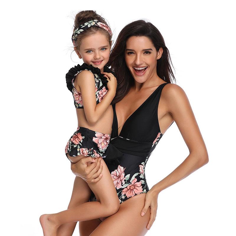 Flounce Mother Daughter Swimsuit Family Matching One Piece