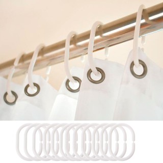 COLO√ 12Pcs Strong Bendable C Shape Hanging Shower Curtain Rod Ring Hanger White (1)