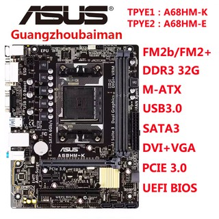 used for ASUS A68HM-K/A68HM-E desktop motherboard for AMD FM2 / FM2 + DDR3 usb3.0 sata3 dvi vga second-hand motherboard