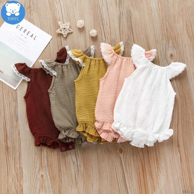 BABYL Newborn Baby Girls Flying Sleeve Romper Backless Jumpsuit Baby Clothes (1)
