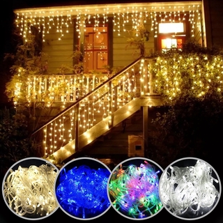 10M 100 LED Waterproof Outdoor Icicle String Lights/Christmas Party Wedding Garden 8 Modes Fairy Lights Garland Decoration/Can Tandem Warm White