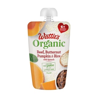 Wattie's Organic Baby Food 6+ months - Beef, Butternut Pumpkin, Rice & Spinach (120g)