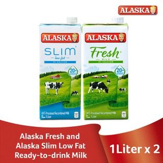 Alaska Fresh Ready-to-Drink Milk 1 Liter 1pc + Alaska Slim Low-Fat Milk 1 Liter 1pc