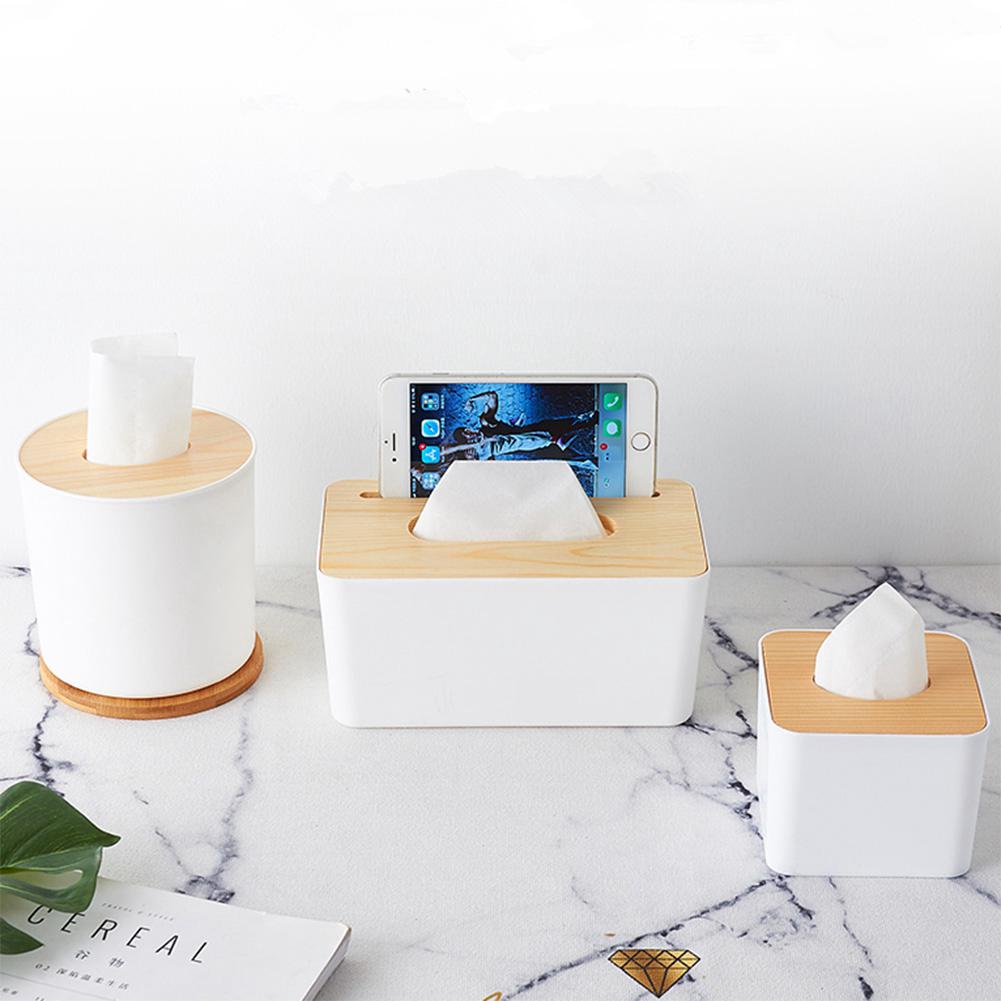 COD Removable Wood Cover Plastic Tissue Box Holder Storage (8)
