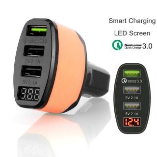 Motor 3-Port USB Charger Adapter LED Display Car Charger QC 3.0 Fast Charging