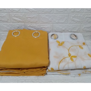 Blackout curtains(Mustard) & Embroidered Lace Yellow