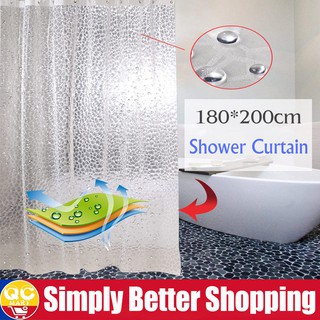 3D Water Cube Bath Curtains Shower Curtain Thicken Transluce