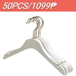 50PCSWhite Solid Wood Clothes Hanger Clothing Store Clothes Hanger Non-Slip Clothes Hanging Suit Hanger Wood Children's Hanger Wooden Clothes Hanger